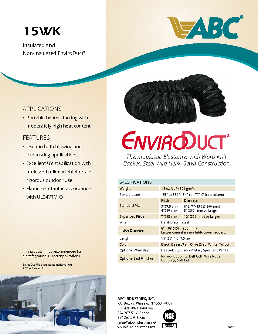 15WK Envro Duct Portable Heater Ducting