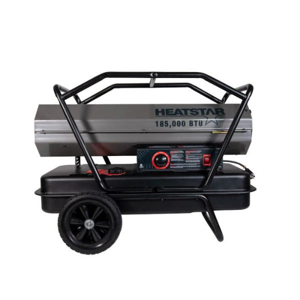 The Heatstar By Enerco 185K BTU Forced-Air Kerosene Heater, HS185KT, Runs On Diesel, Kerosene, Jet Fuel, Or Fuel Oil. F105503