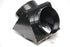 Black metal dual duct connector on a white background