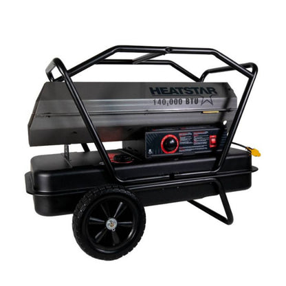 The HS140KT Heatstar 140K BTU Forced-Air Kerosene Heater Runs On Diesel Kerosene Fuel Oil.  F105502